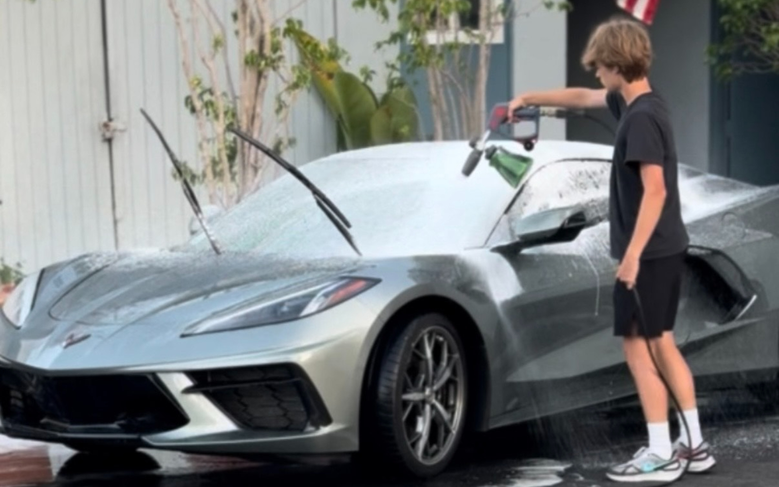 Dash Detailing — foam bath on a Corvette